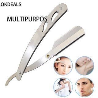 OKDEALS Dao cạo râu cổ điển Lưỡi cắt tóc bằng tay gấp bằng thép không gỉ