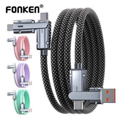 Cáp sạc nhanh Fonken 4 trong 1 66W USB Type C sang USB C iOS cho iOS14 13 12 Pro Max Dây dữ liệu Huawei 1M