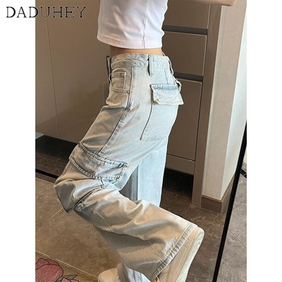 DaDuHey New American Style Ins High Street Hip Hop Jeans Niche High Waist Loose Wide Leg Pants plus Size Trousers
