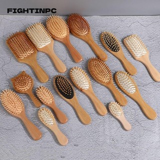 FIGHTINPC 1 Lược Gỗ, Đệm Mái Chèo Bàn Chải Tóc Massage, Rụng Tóc Chuyên Nghiệp Chăm Sóc Tóc Lược Tre Tóc Da Đầu