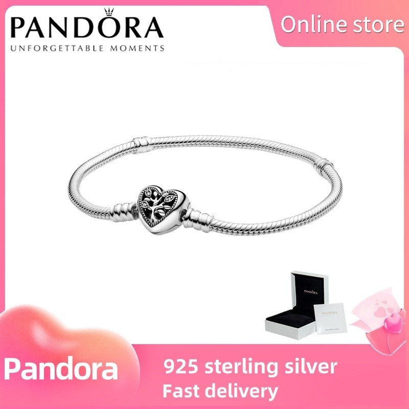 % Pandora bạc S925 đích thực [598827C01] Moment Snake Bracelet Tree Family Score