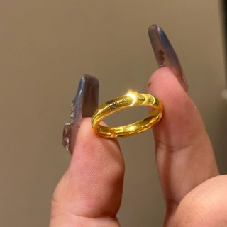 Nhẫn mắt mèo Nhẫn trơn Nhẫn gợn sóng Nhẫn đôi vàng sành điệu và đơn giản Quà tặng