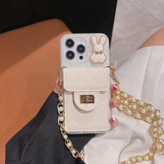 Ốp lưng IPhone chống rơi trong suốt TPU Thích hợp cho IPhone 7 7plus Ví trắng đeo chéo 8 8plus Xs Xr Gấu dễ thương Bunny 11 12 13 Ốp lưng silicon chống rơi 14 1516Pro Plus Promax