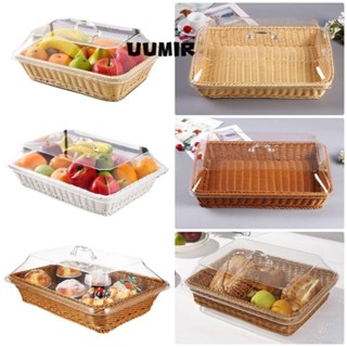1 Cái Nắp Giỏ Dệt, Bánh Mì Rau Phục Vụ Giỏ Phục Vụ Thực Phẩm Trong Suốt, Có Nắp Acrylic Để Bàn Giả Mây Hộp Đựng Trái Cây Cho Gia Đình Nhà Bếp Dã Ngoại