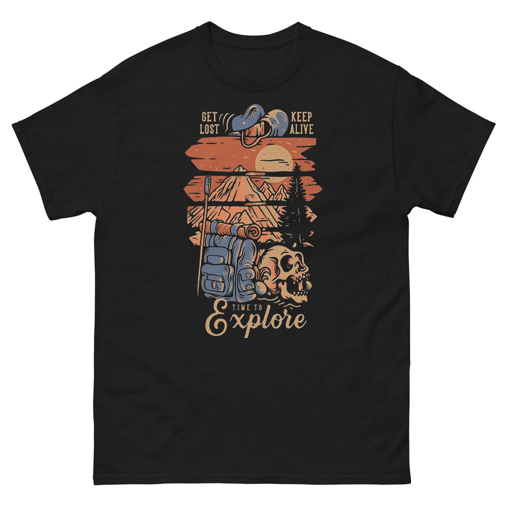 Get Lost Keep Alive Men Classic Tee Time To Explore T-Shirt Graphic Minh họa