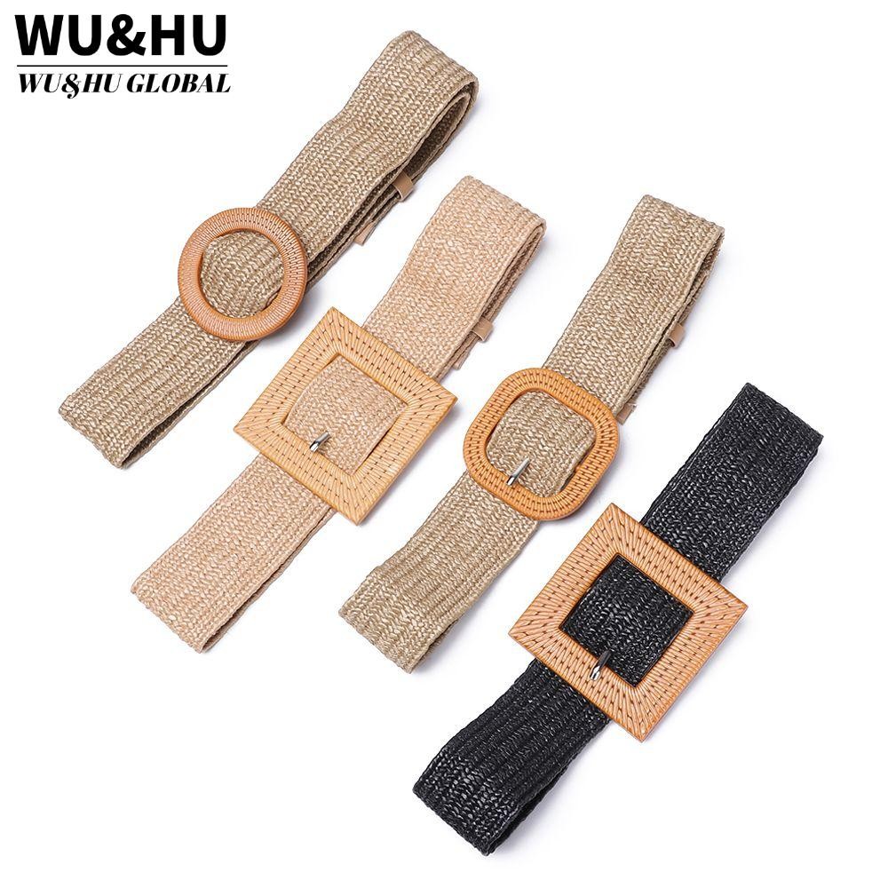 WU&HU    Thắt lưng vải sợi rơm thời trang cho nữ
