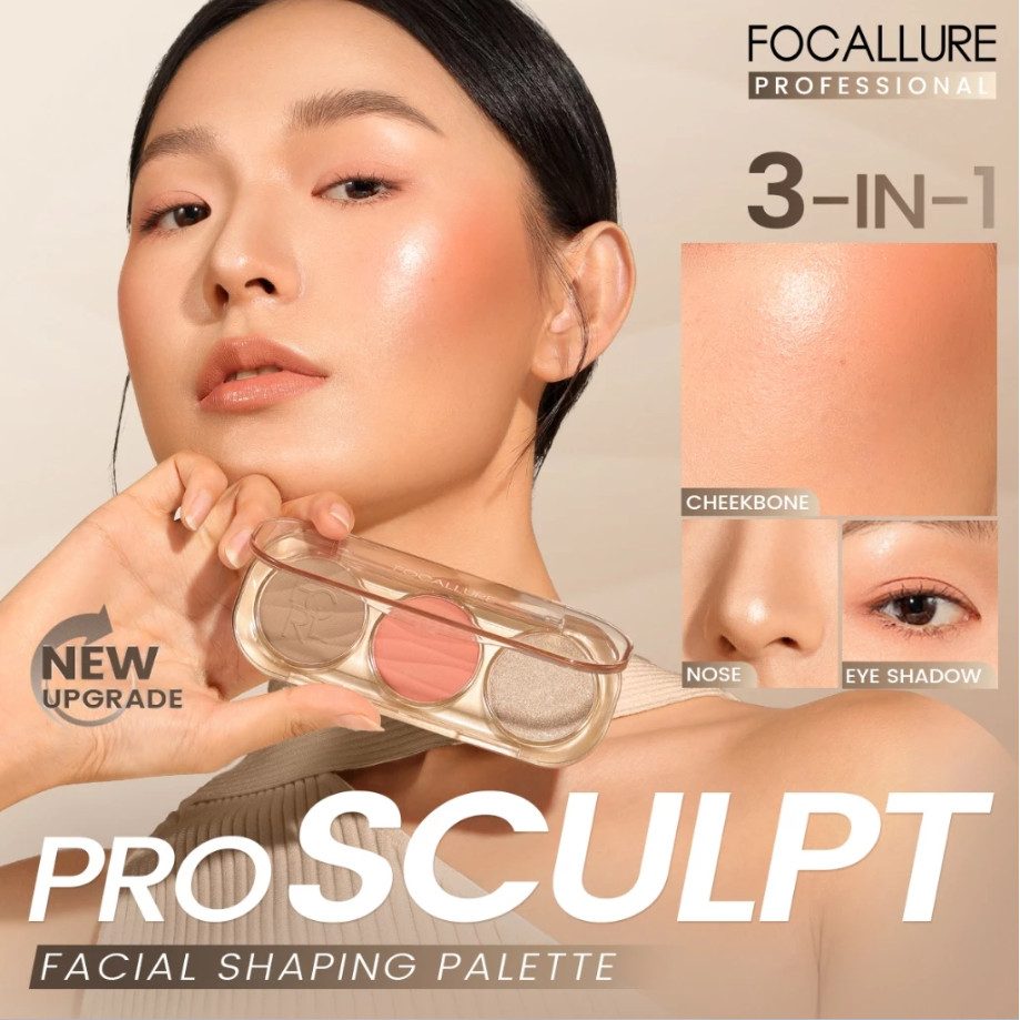 Ảnh 5 của Bảng phấn tạo khối, bắt sáng, má hồng Focallure 3 trong 1 cho mọi tông da F45 6.6g
