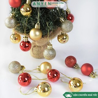 Set Châu trang trí Noel 12/6 quả đường kính 8cm ,6cm,4cm,3cm Decor Giáng Sinh siêu đẹp