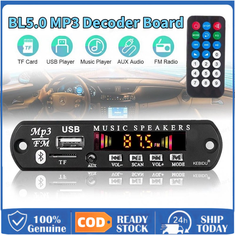 [COD] Bảng Mạch Giải Mã Âm Thanh MP3 WMA Bluetooth 5.0 5V 12V USB TF FM AUX Không Dây Có Điều Khiển 
