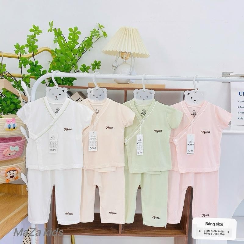 Bộ sơ sinh Maza MZ.BD250 áo cộc quần dài chất petit cho bé 0-9 tháng