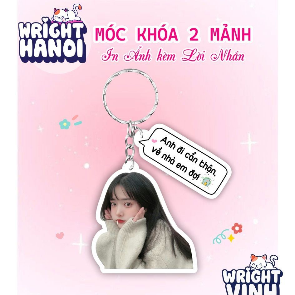 (ĐỌC KĨ MÔ TẢ) Móc khoá tách nền kèm lời nhắn IN THEO YÊU CẦU làm quà tặng nhắn nhủ phụ kiện dễ thương WrightVinh