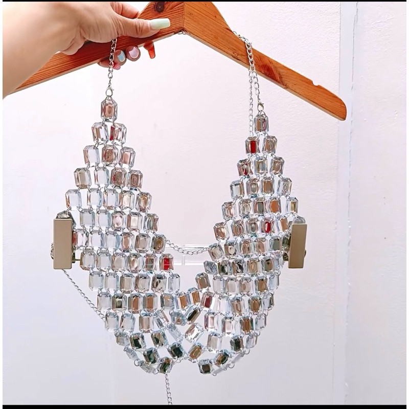 Áo Bling DISTRICT 5 - [22690] Áo croptop hai dây đính đá - Áo bling bling - Áo Kim Sa  😍😍😍