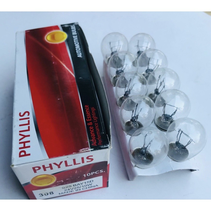 Đuôi Bóng Đèn Phanh Ngược 24V 2 Điểm 255 / 10W NO.308 PHYLLIS BA15D 13499CP A4887