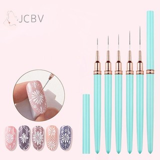   JCBV  1   5 Cái 7   9   11   15   25mm Bộ cọ lót móng tay Dây vẽ Sọc Paing Bút hoa Nail Art Làm móng tay Tay cầm kim loại COD 
