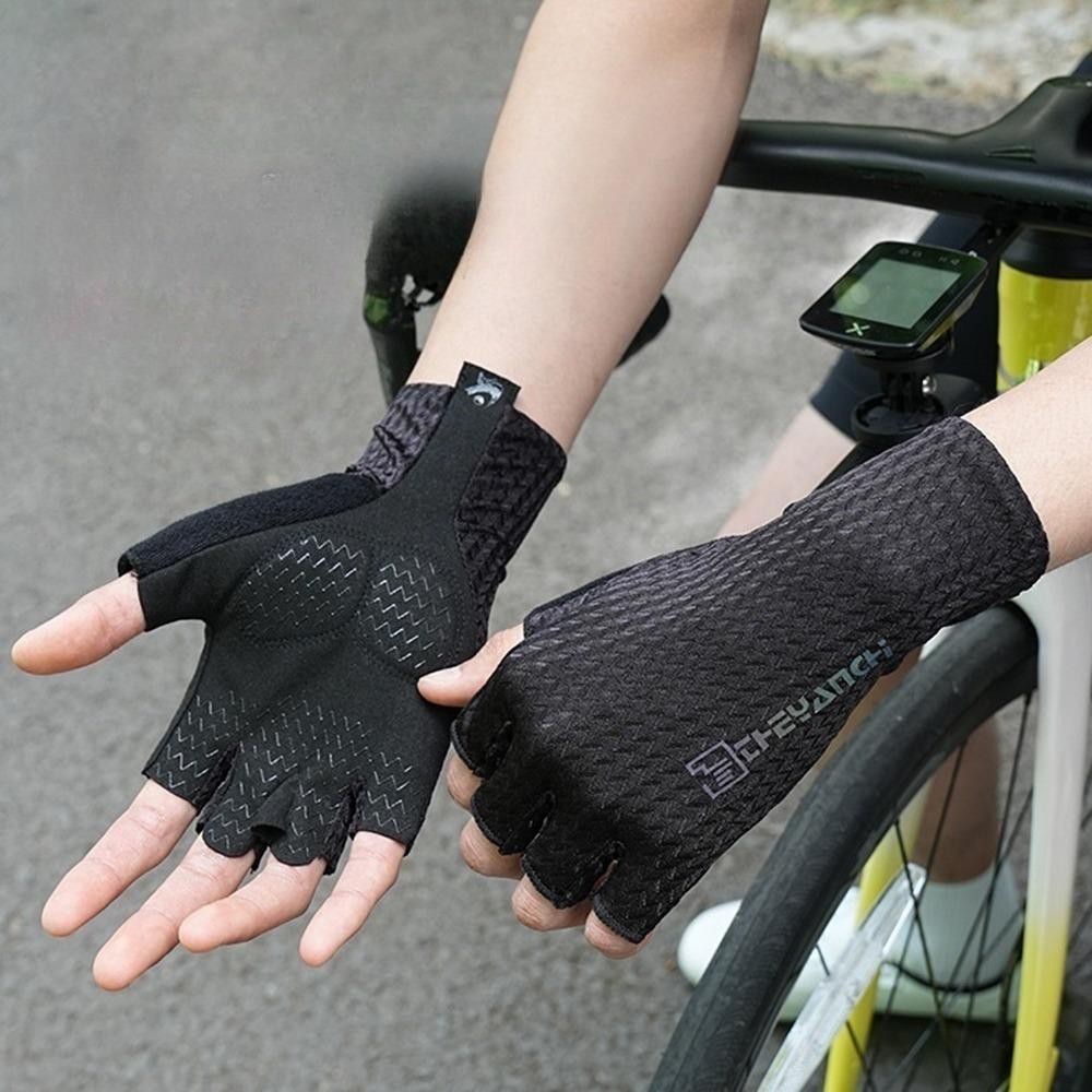 Highway Riding Half-finger Gloves Motorcycle Sunscreen Mesh Breathable High Elastic Shock