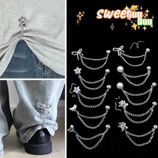 [GuuDuu] Kẹp Chân Quần Nam Châm Ngọt Ngào - Khóa Dây Xích Chân Có Thể Điều Chỉnh - Ghim Chống Lỗ Thời Trang - Dành Cho Áo Cardigan Quần Jean, Áo Thun - Có Dây Xích Tua Rua - Quần Chân Cố Định Nút Rời