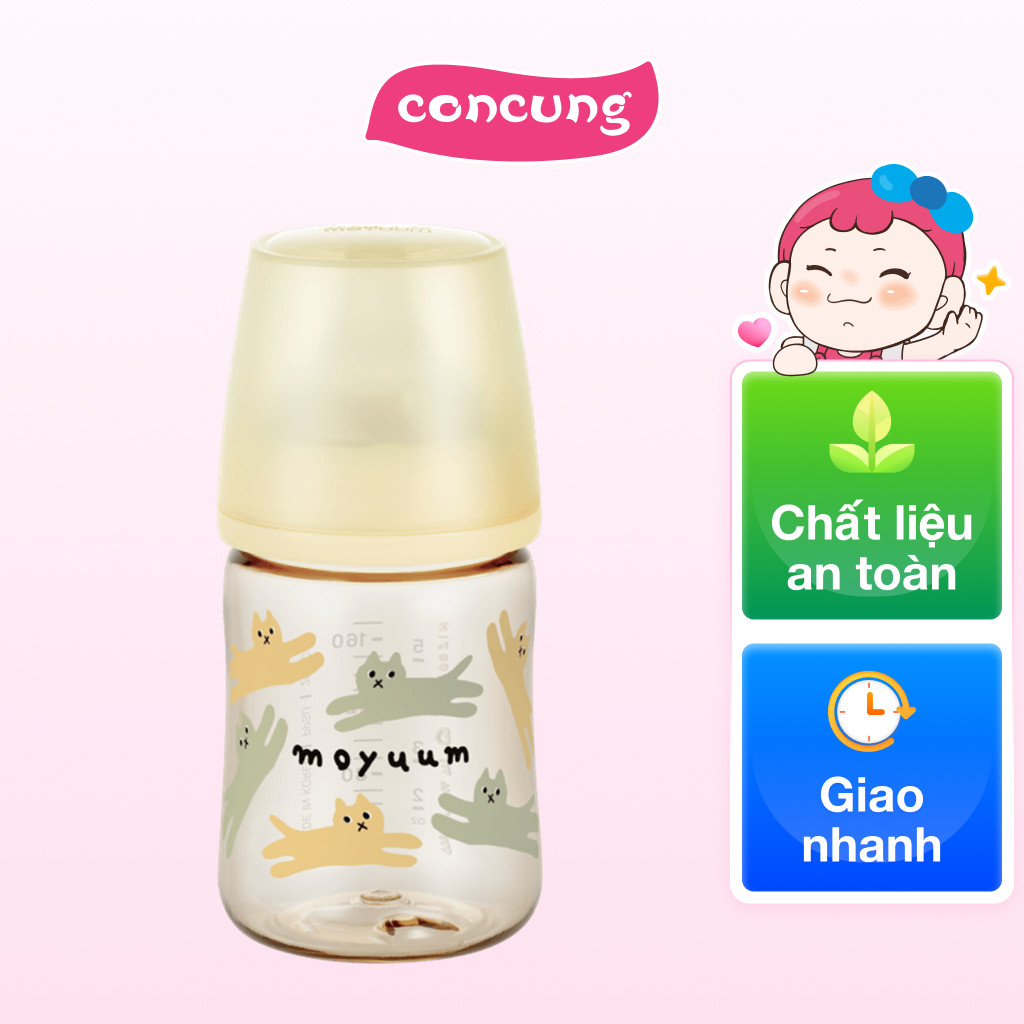 Bình sữa Moyuum thế hệ 3 PPSU 170ml (mèo vàng)