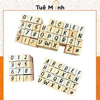 Bộ 40 con dấu chữ cái số ký tự K12 tiện lợi cho sổ tay scrapbook phong thư, thiệp