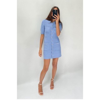 Váy mini dệt kim ngắn tay cổ tròn cổ tròn dành cho nữ 3471018
