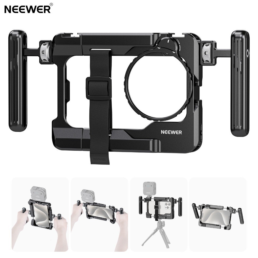 Máy quay Video điện thoại thông minh đa năng NEEWER PA017 có tay cầm, Bộ chuyển đổi bộ lọc 67mm, Giày chống rơi lạnh cho DJI Mic