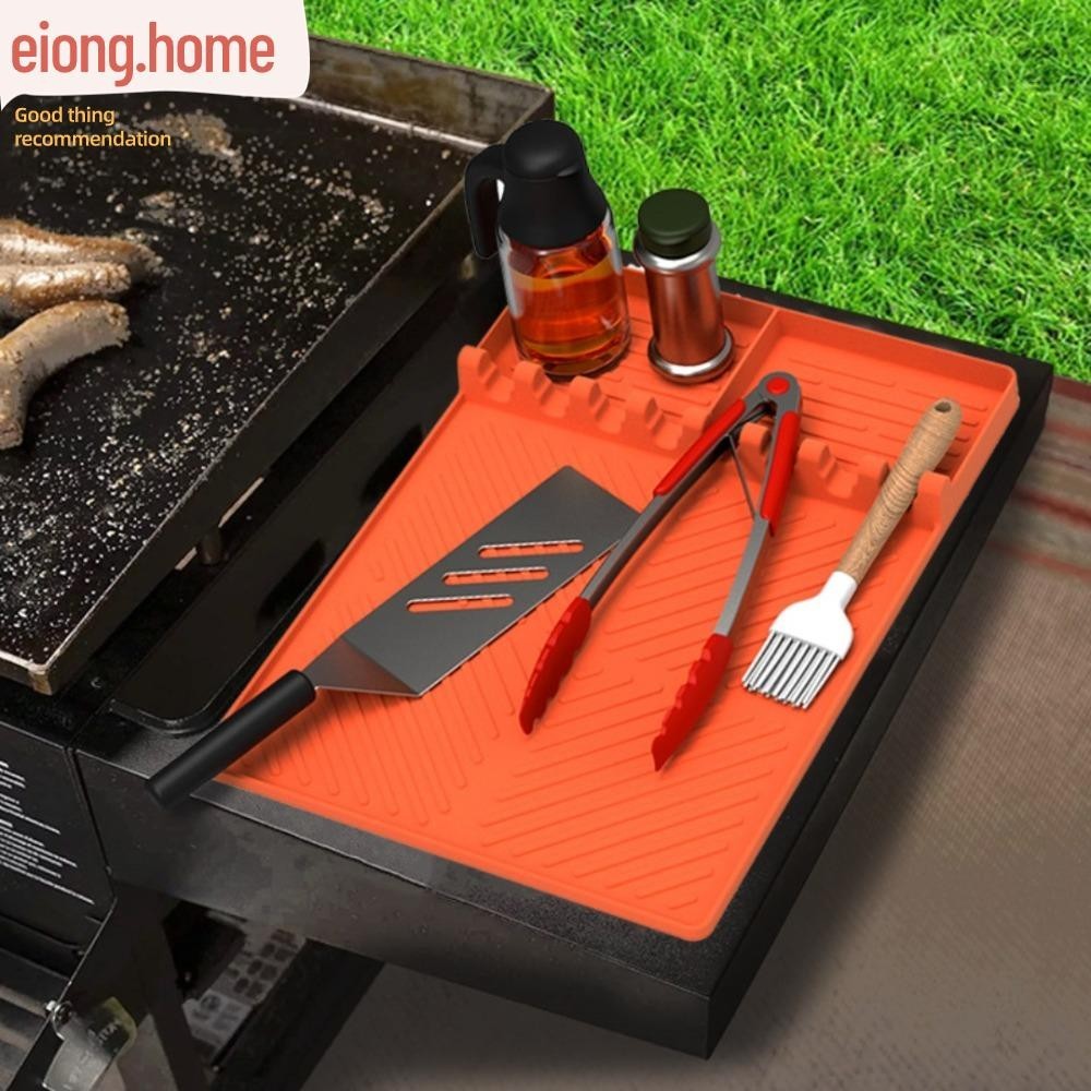 Eiong8686 Tấm lót dụng cụ lưới, Tấm lót nhỏ giọt bằng silicon linh hoạt, Mặt bàn mềm 11.6 “x 16 ” Giá đỡ thìa dày Blackstone
