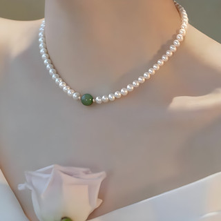 Vòng cổ ngọc trai cao cấp mới Mặt dây chuyền ngọc trai chuyển màu xanh lá cây thời trang