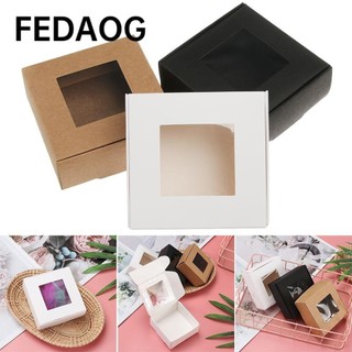 FEDAOG Transparent PVC Window Soap Boxes Kraft Paper Box Jewelry Gift Packaging Box Wedding Favors Candy Wrapping Box Valentine's Day Gifts