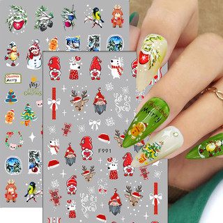  Giáng Sinh Mới Móng Tay Nghệ Thuật Trang Trí 3D Ông Già Noel Cây Giáng Sinh Dán Móng Tay Laser Bronzing Bông Tuyết Dán Cho Móng Tay 