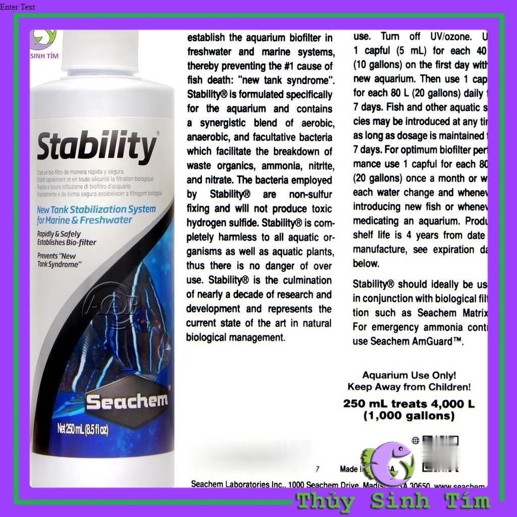 Vi sinh Seachem Stability - Làm Trong Nước