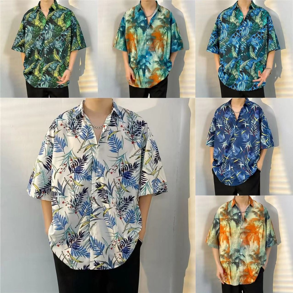 M-3XL Nam Retro Hoa Hawaii Áo Sơ Mi Nam Tay Ngắn M-3XL 100 Phong Cách