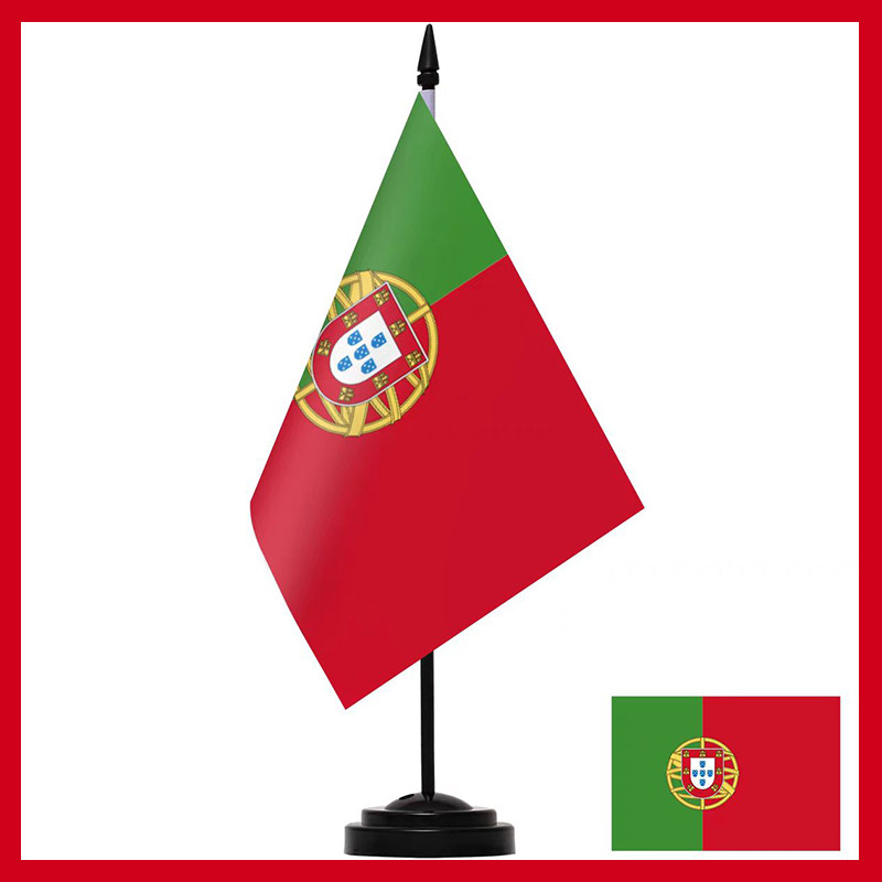 Cờ để bàn Bồ Đào Nha Cờ để bàn văn phòng Bồ Đào Nha Cờ có cực rắn