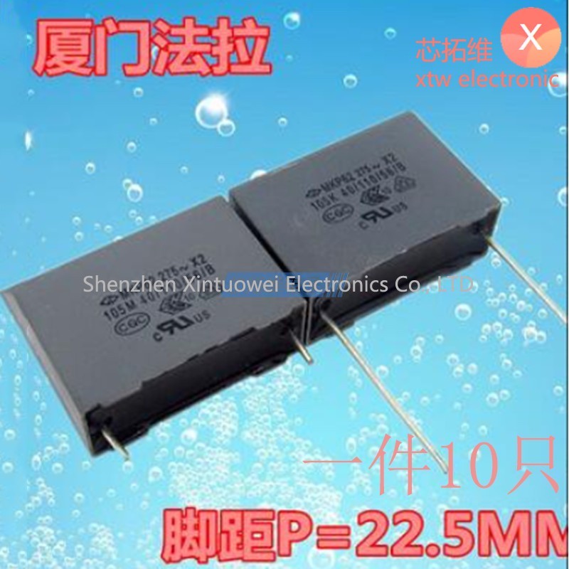 10 Cái / lốc Tụ Điện Phim MKP62 Tụ Điện An Toàn X2 275VAC 105K 1UF 105 Pin Pitch 22.5MM