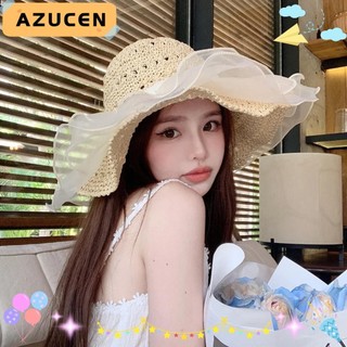 Mũ chống nắng nữ ren sang trọng AZUCEN, Mũ che nắng dệt cỏ, Mũ rơm bé gái chống mài mòn thủ công
