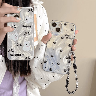 ốp lưng for Samsung Galaxy S25 S24 Ultra S23 S21 S20 FE A71 A51 A21S A31 5G A20 A30 A04 A04E 4G A05S A05 A32 M32 A50 A30S Plus A11 M11 A03S A03 Cute Cartoon Dog Paw Prints Star Cartoon Puppy Chain Shock-resistant Large Hole Protective Phone Case YS 39