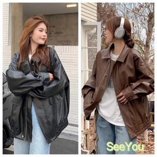 Seeyou Áo Khoác Da Phụ Nữ Mùa Thu Áo Khoác Da Thời Trang Mới Cặp Đôi