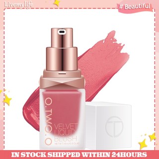  O.two.o Blush lỏng Dễ dàng mang theo lâu trôi Phấn má hồng chống thấm nước lâu trôi Tăng cường vẻ đẹp Kết cấu mịn 4 màu Công thức chống nước Ứng dụng mịn màng và đều 
