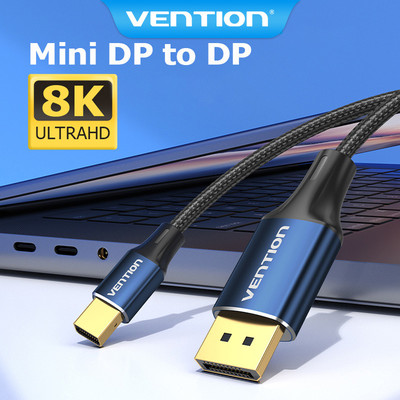 DP Cáp Vention 8k 60hz DP 1.4 240hz Cáp Mini DP tốc độ cao cho máy tính / laptop