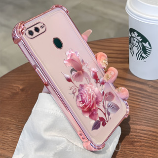   Chống sốc  Ốp Lưng TPU OPPO A5S A12 A7 F9 Vỏ mềm trong suốt họa tiết hoa hồng mới nhất 