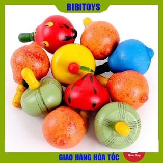 Con cù quay gỗ hình hoa quả nhiều màu sắc hình sáng ngộ nghĩnh đáng yêu dành cho bé