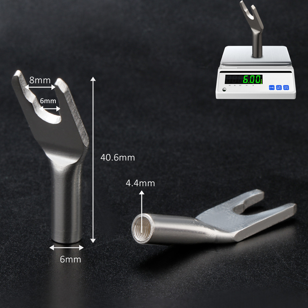 4 hifi Audio Y spade loa kết nối mạ bạc Audiophile Y Spade Plug 4mm Audio Fork Spade Connectors