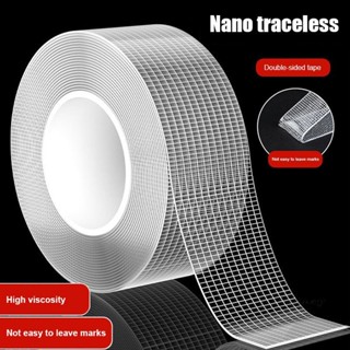 COD🔮🔮Băng keo hai mặt Nano lưới dày 1 mm,  Vật liệu Acrylic Nano, có thể giặt được, tái sử dụng, tự dính