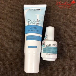 Bộ đôi dưỡng phục hồi móng CND RescueRxx và Tẩy da chết tạo độ ẩm Cuticle Eraser 