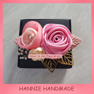 Hoa Cài Áo Handmade  hoa hồng cuộn mix phối phụ kiện [𝗛𝗔𝗡𝗡𝗜𝗘 𝗛𝗔𝗡𝗗𝗠𝗔𝗗𝗘]