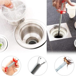  Bộ dụng cụ loại bỏ tắc nghẽn cống Bộ dụng cụ cầm tay linh hoạt 60cm và móc tóc 2 trong 1 cho bồn rửa Bồn tắm Bồn cầu Nhà bếp Sử dụng vòi hoa sen 