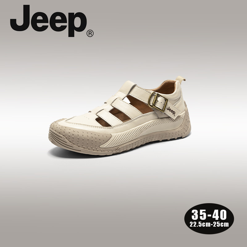 Giày Sandal Jeep La Mã Chính Hãng Nữ T-Buckle Đế Dày Lỗ Giày Nữ Rỗng Đi Biển Giày Sandal Thể Thao Th