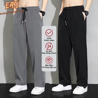 Unisex Quần ống rộng nam Quần thể thao nam Quần thun dài nam mỏng cộng với kích thước quần thể thao chạy bộ xu hướng màu đen \ xám đậm