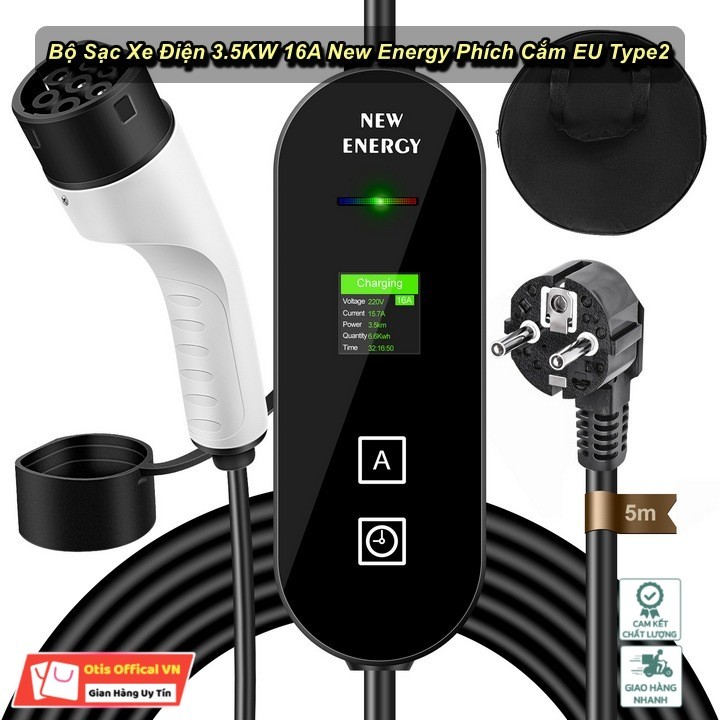 [HCM] - Bộ Sạc Xe Điện 3.5KW 16A New Energy Phích Cắm EU Type2 - King Sport VN