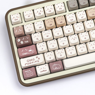 Cà Phê Mèo Keycaps MAO Profile Chất Liệu PBT DYE-SUB Dễ Thương Sáng Tạo Tai Mèo Keycaps 6.25u Cho Bàn Phím Cơ