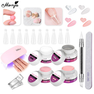 Monja Móng Tay Nối Dài Bộ 4 Màu 60g Chống Dính Tay Nối Dài Gel Móng Tay Tập Tin Điêu Khắc Bút Dạng Móng Tay Kẹp Móng Tay Với Móng Tay Màu Hồng Đèn UV DIY Dụng Cụ Làm Móng Tay