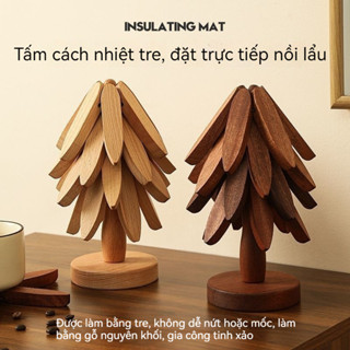 Khuyến mãi cho khách mới, Lót ly gỗ hình cây thông Noel tự động gấp gọn, chịu nhiệt cao, thân thiện môi trường không formaldehyde, không mùi, Miếng lót ly, Đế lót ly decor, Lót nồi cách nhiệt bàn ăn nhà bếp, Lót ấm trà, Lót ly trà chống trượt, Đế cốc gỗ